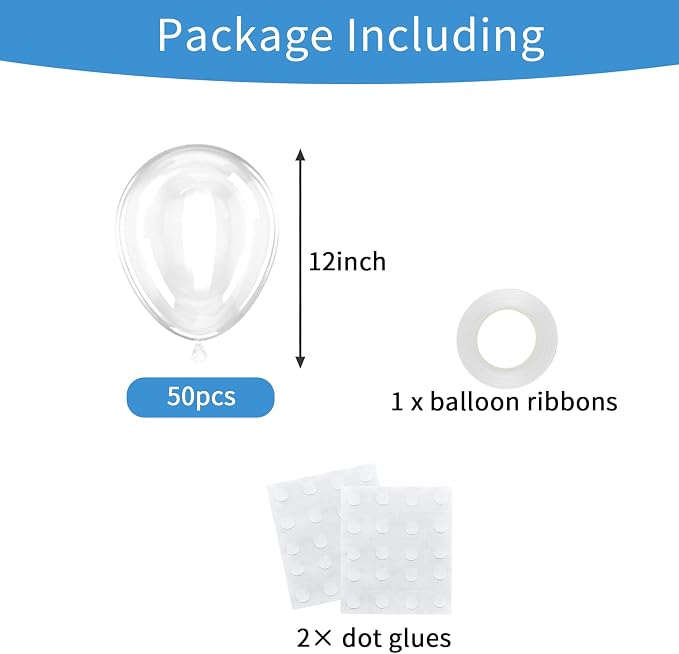 50pcs Clear Balloons, 12 Inch Transparent Latex Balloons | Helium Quality - Image 3
