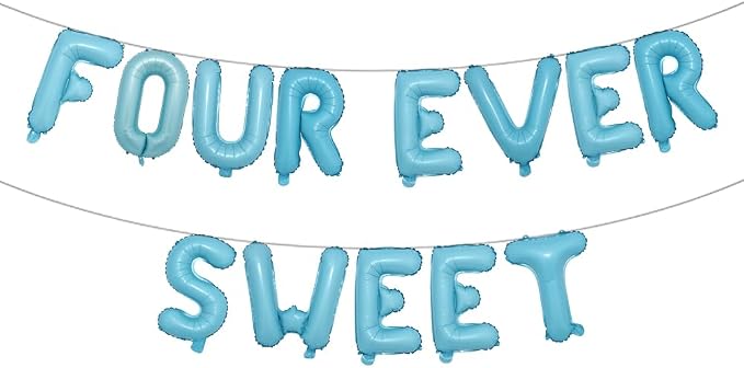 Four Ever Sweet Birthday Decorations, 4 Four Years Old Fourth 4th Girl Boy by RUIANSI