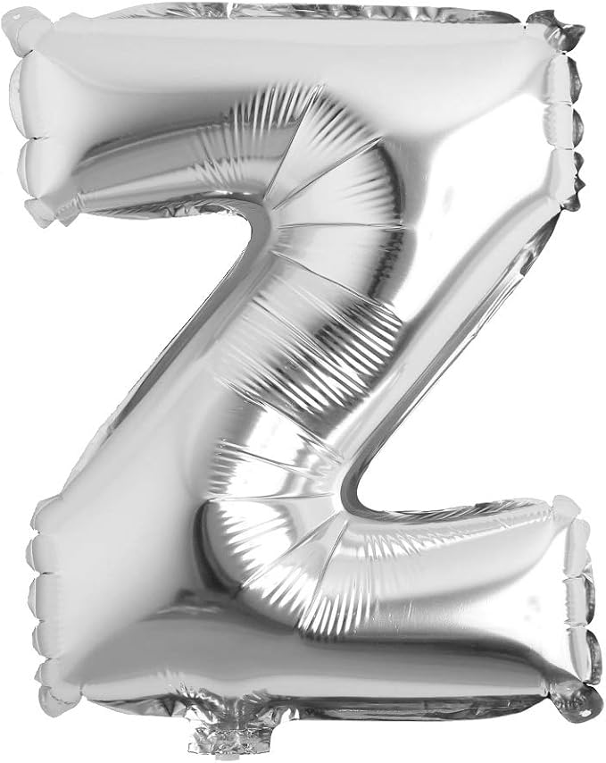 16" inch Single Silver Alphabet Letter number Balloons Aluminum Hanging Foil by REIANS