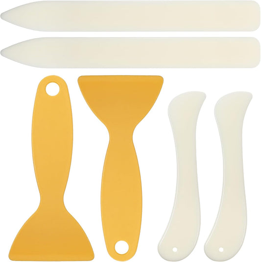 6 Pcs Bone Folders Crease Makers Plastic Bone Folder Paper Creaser Set Scoring Tool Folding Bookbinding Tool Origami Tools for Handmade Scrapbooking Bookbinding Paper Cards Crafts Leather Burnishing