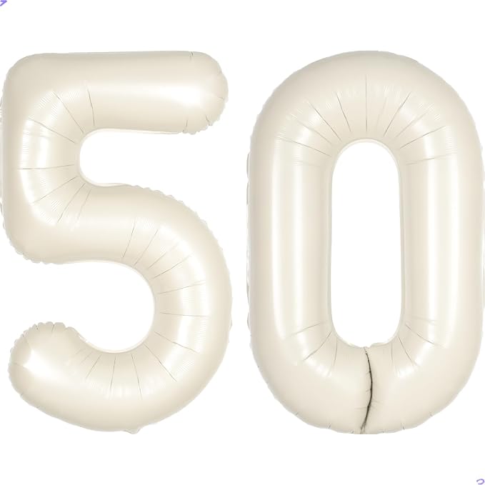 Cream White Number 50 Balloon for First Birthday Decorations, 40 inch Huge by Unknown