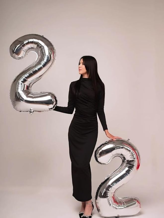 Large Number Balloons 40 Inch Silver 20 Balloon - Image 4