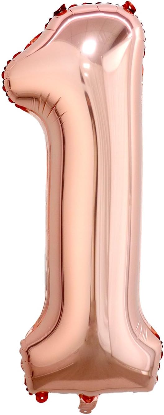 40 Inch Rose Gold Number 1 Balloon, Giant Number Balloons, Birthday Decor | by Unknown