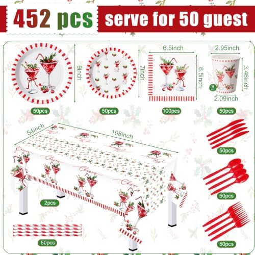 Ceenna Christmas Martini Party Supply Decoration for 50, Red Green - Image 3