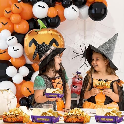 Halloween Disposable Paper Food Trays 24pcs Trick Or Treat Halloween Birthday Decorations Nacho Trays for Witches Pumpkin Bat Ghost Party Supplies - Image 5