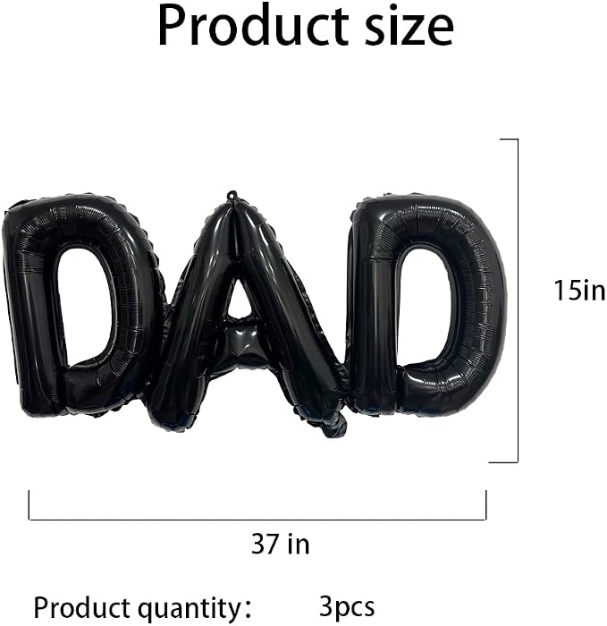 Black Dad Balloons Father's Day Balloons Conjoined Dad Foil Balloon Letter - Image 2
