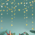 Glitter Gold Four-Angle Star Paper Garland Banner Décor 40 Feet Gold Twinkle by Yilzo