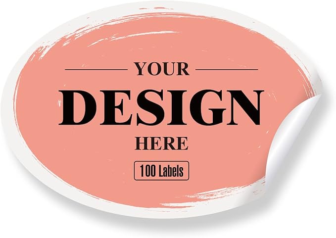 Custom Stickers Personalized Labels - Customized Stickers with Any Design Image Logo Text,Custom Thank You Label Stickers,Custom Stickers for Business Logo,100 Labels (Oval,5"x3")