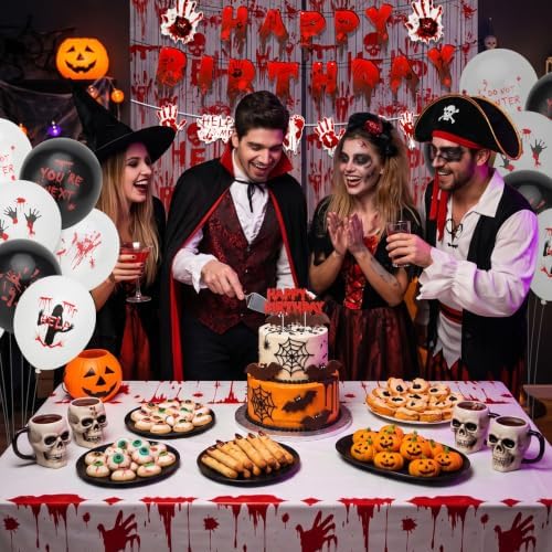 42 Pcs Red Scary Halloween Birthday Party Supplies Decorations Set - Image 5