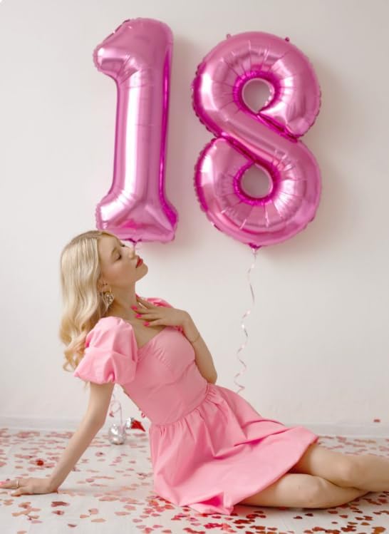 Pink Number 1 Balloon 40 inch, Balloon numbers party supplies, deco photo shoot - Image 6