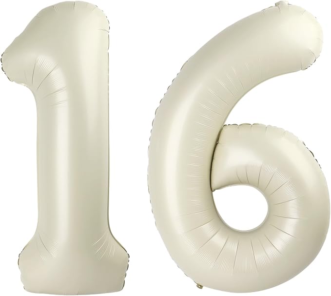 Numbers 15 Balloon 40Inch Cream Balloons by Argthjy
