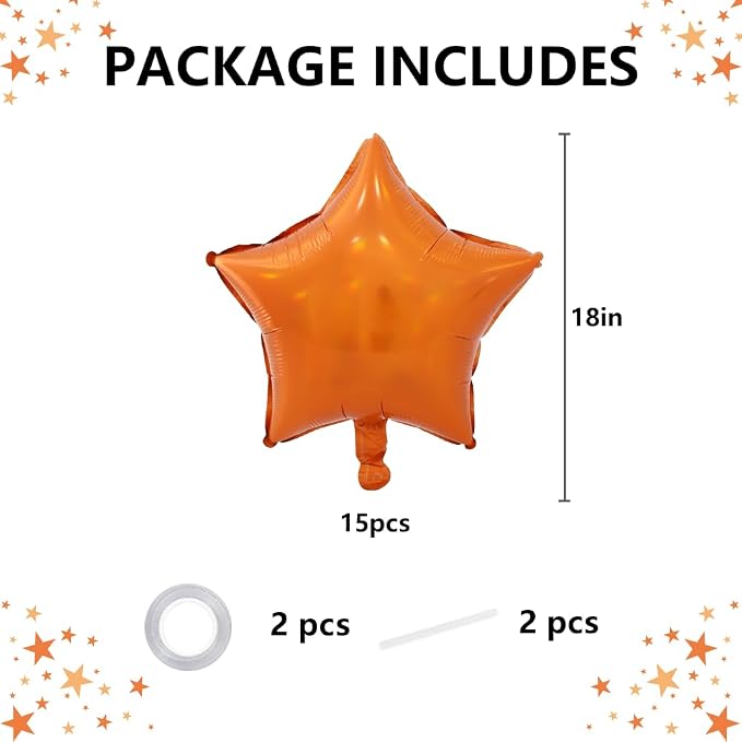 TONIFUL 15 Pcs Star Shaped Balloons 18 Inch Iridescent Orange Foil Balloon | - Image 2