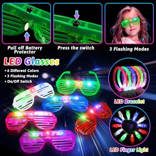 156Pcs Glow In The Dark Party Supplies for Kids & Adult Neon Accessories - Image 6