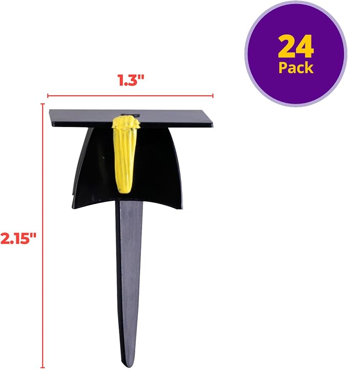 DecoPac Grad Hat Cupcake Toppers, 24 Graduation Cake Pics, Food Safe Cake - Image 3