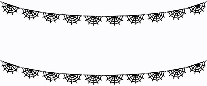 SaktopDeco 2 Pack Felt Spiderweb Garland Banner Hanging Spiderweb Decorations by SaktopDeco