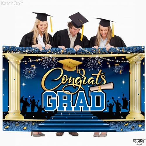 KatchOn Blue Congrats Grad Banner 72x44 Inch | 2026 Graduation Backdrop - Image 7