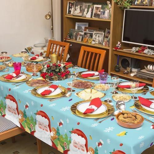 2-Pack 54x108" Santa-Themed Disposable Tablecloths - for Merry Christmas Party Decorations & Supplies - Image 5