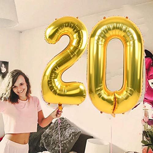 TONIFUL 40 Inch Gold Foil Number 20 Balloon, 20th Birthday Decorations | Large - Image 3