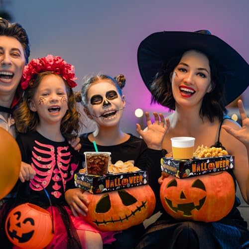 48 Pcs Halloween Party Supplies - Movie Night Paper Snack Trays, Decorations, Trick or Treat & Birthday Party Favors, Popcorn & Drink & Candy Box - Image 5