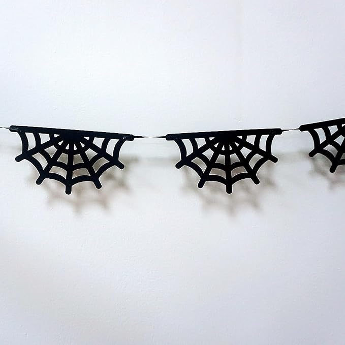 SaktopDeco 2 Pack Felt Spiderweb Garland Banner Hanging Spiderweb Decorations - Image 7