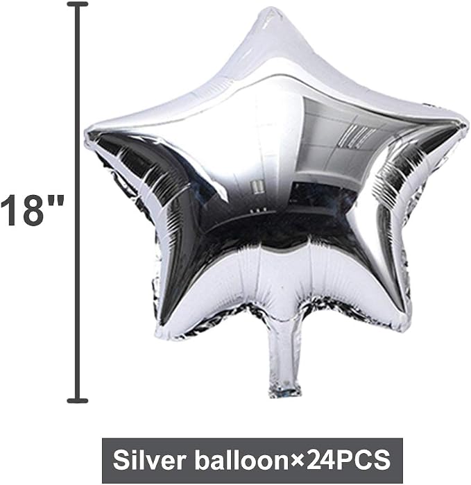 24 Pcs 18" Silver Star Balloons Foil Balloons Mylar Balloon - Image 2