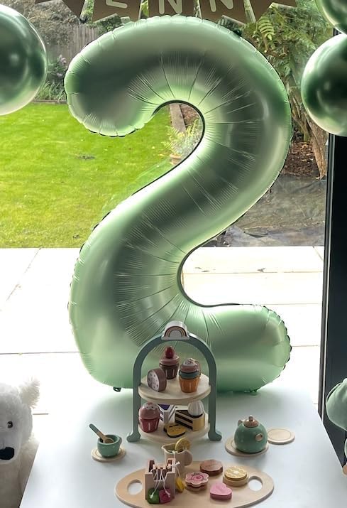 2 Balloon Number 40 Inch Olive Green Balloons - Image 2