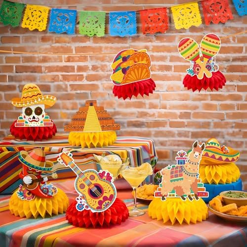 Fiesta Party Decorations - Cinco De Mayo Honeycomb for Table Centerpieces | Cinco De Mayo Decorations for Taco, Mexican Theme Birthday Accessories Party Favors Decor Supplies Indoor Outdoor - Image 4