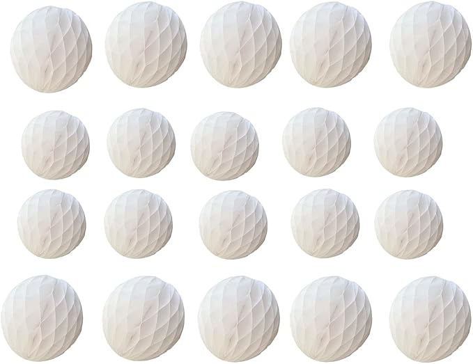 20pcs 3''6'' White Honeycomb Flower Balls Paper Honeycomb Balls | Paper Flower by ZGjoy