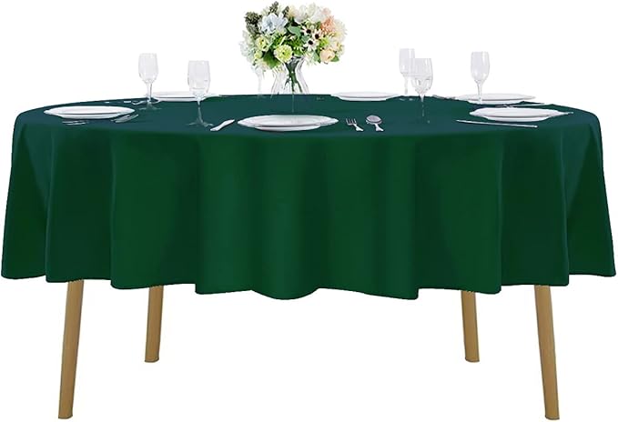 70 inch Round Tablecloth Washable Polyester Table Cloth Decorative Table Cover for Wedding Party Dining Banquet（70 inch, Hunter）