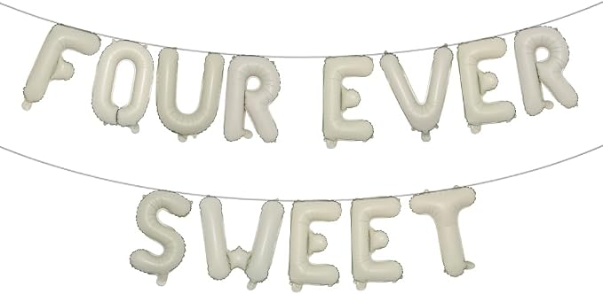 Four Ever Sweet Birthday Decorations, 4 Four Years Old Fourth 4th Girl Boy by RUIANSI
