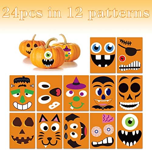 Pumpkin Decorating Kit, 24 Sheets Halloween Pumpkin Stickers Decorations - Image 2