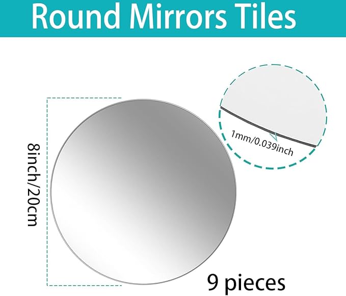 9PCS 8inch Round Mirror Centerpieces for Tables, Acrylic Circle Mirror Centerpieces for Table Candle Plate Circle Mirror Trays for Wedding Centerpieces Baby Shower Party Decorations