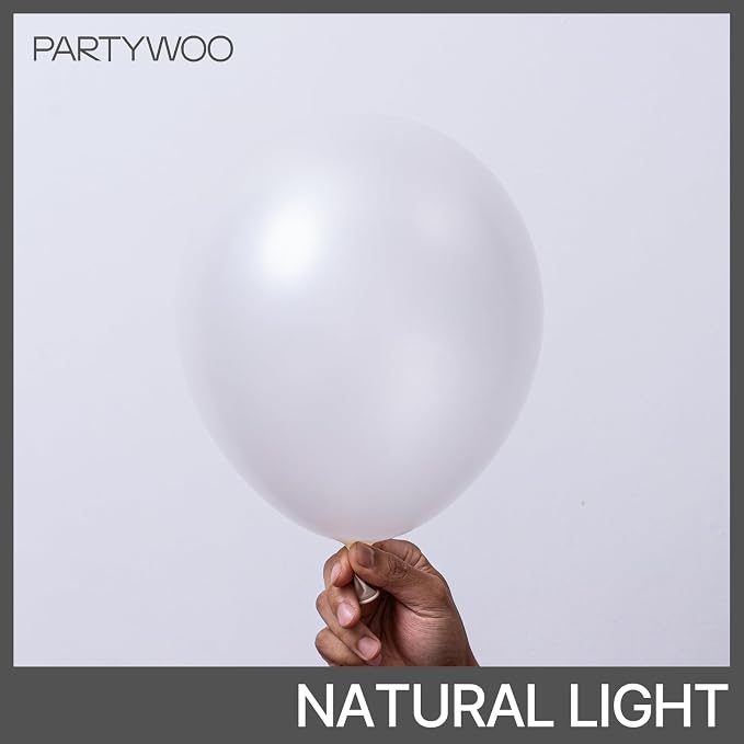 PartyWoo Pearl White Balloons 101pcs Metallic White Color 12 Inch | Balloons - Image 2