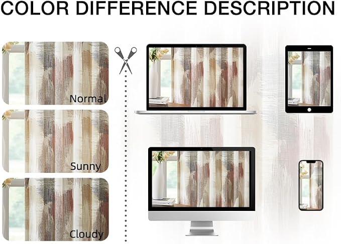 Kayne Studio Red Tan Boho Geo Rod Pocket Semi Sheer Curtains 95 Inches Long | - Image 8