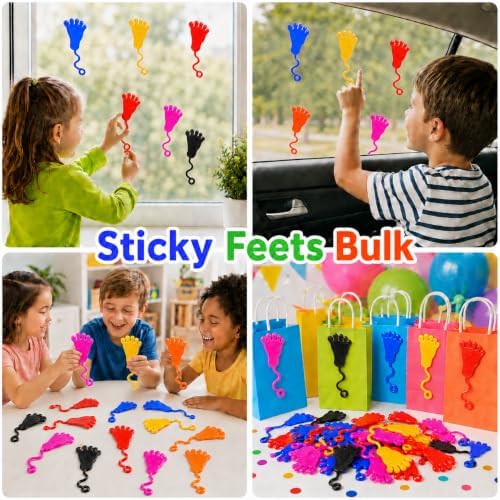 30 Pack Sticky Hands Bulk Party Favors for Kids 4-8 8-12 3-5, Stretchy Sticky Feet Slappy Hands Toys,Goodie Bag Stuffers for Kids Birthday Party,Classroom Prizes Treasure Box Toys Pinata Fillers - Image 3