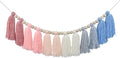 DrCor Pink & Blue Tassel Garland – Boho Nursery Decor | Preppy coastal yarn by DrCorDreamingDecor