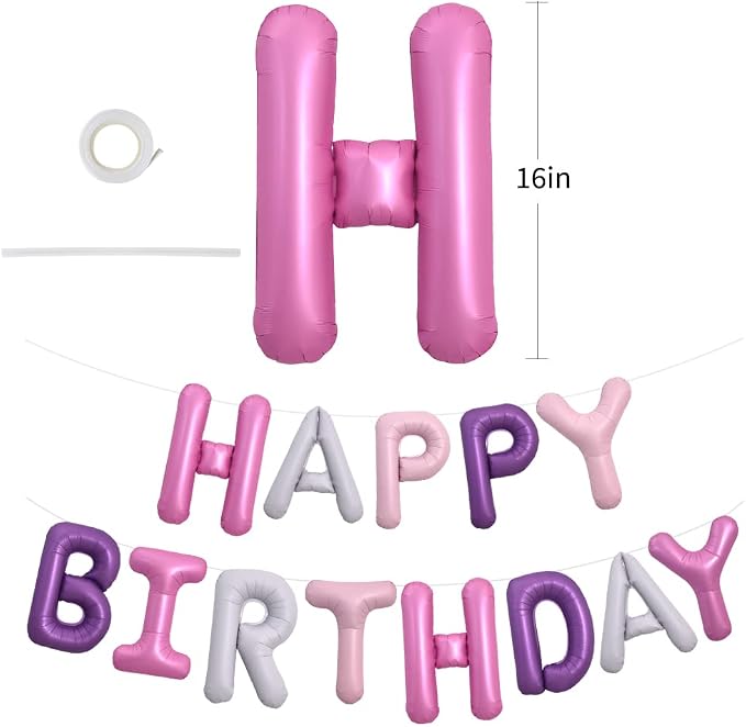TONIFUL Purple and Pink Happy Birthday Balloon Banner Decorations - Image 2