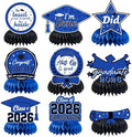 Graduation Decorations 2026 2027 - Blue Graduation Honeycomb for Table Centerpiece | Graduation Party Decorations Class of 2026,Table Toppers for Graduation Party Favors Supplies Indoor Outdoor by OHOME