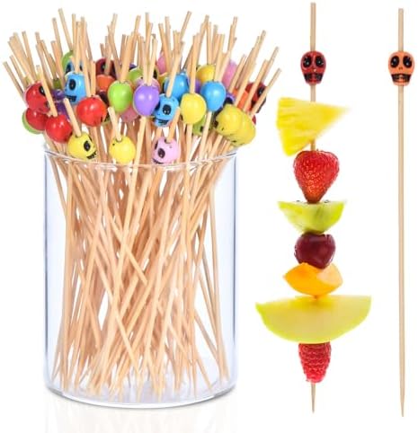 JtmyAota 100 Pack Skull Cocktail Picks, Halloween Toothpicks for Appetizers by JtmyAota