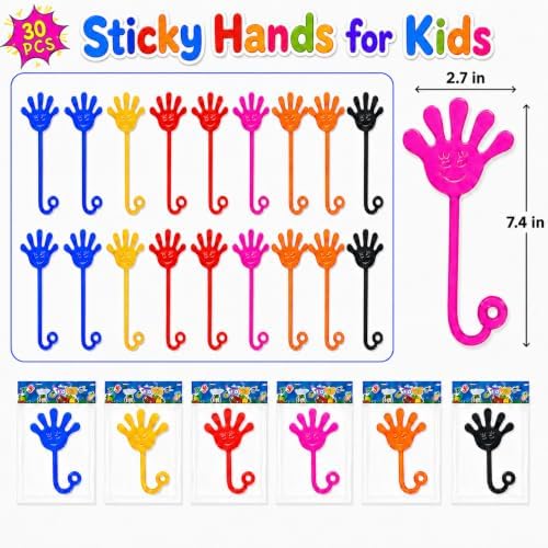 30 Pack Sticky Hands Bulk Party Favors for Kids 4-8 8-12 3-5, Stretchy Sticky Hand Slappy Hands Toys,Goodie Bag Stuffers for Kids Birthday Party,Classroom Prizes Treasure Box Toys Pinata Fillers - Image 3