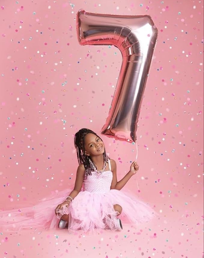 7 Balloon Numbers Birthday Decorations, 40In Rose Gold Balloons - Image 2
