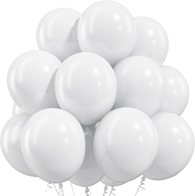 White Balloons 50Pack 12 Inch White Latex Party Balloons by Togvu