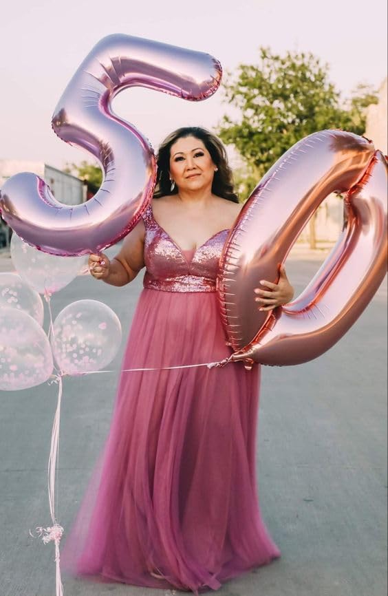 5 Balloon Numbers Party Decorations, 40In Pearl Pink Balloons - Image 4