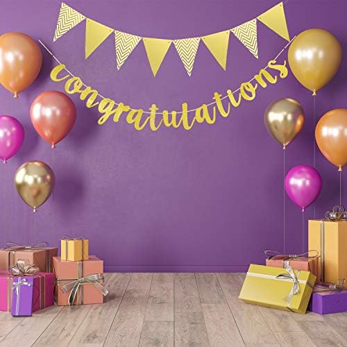 Boao Pre-Strung Congratulations Banner Sign Glitter Congratulation Banner 10 ft - Image 5