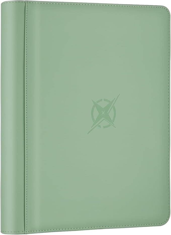 Trading Card Binder, Card Binder 9 Pocket for Trading Cards, Holds 540 Cards, Zippered Premium Card Collection Binder Album for Game Card, Sports Card, Yugioh, MTG (Soft Green)