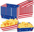 50 Pcs Patriotic Party Snack Trays, Disposable American Flag Paper Serving Boats, Red White and Blue Food Trays for July 4th, Memorial Day & USA Themed Events – 2 Designs by Actilize