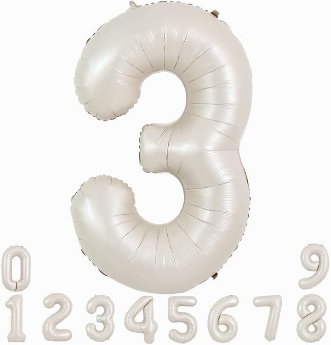 TONIFUL 40 Inch Cream White Large Numbers Balloon 0-9 Birthday Party Decorations by TONIFUL
