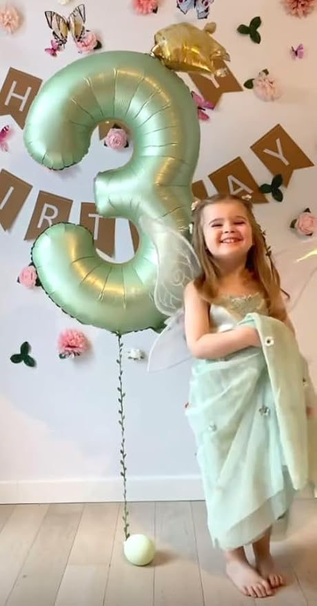 Sage Green Number 3 Balloon 40 inch, 3rd Birthday Party Balloons Decorations | - Image 6