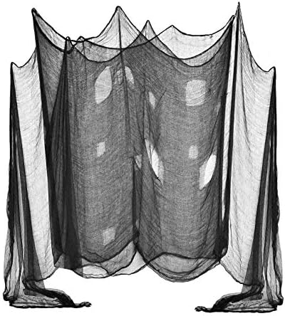 (48 x 240 in.) Halloween Creepy Cloth, Spooky Giant Cheese Cloth Tapestry for Halloween Party Supplies Decorations Outdoor Yard Home Wall Decor, Black by DealKits