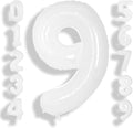 SUWEN 40 Inch White Large 9 Balloon Number Big Foil Helium Numbers 0-9 | Giant by SUWEN